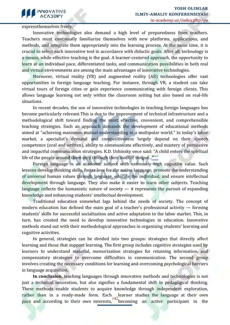 INNOVATIVE METHODS AND TECHNOLOGIES IN LANGUAGE TEACHING 2