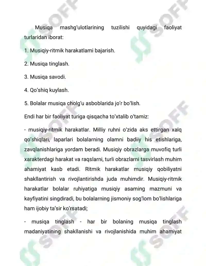 Musiqa mashgʻulotlari tuzilishi 2