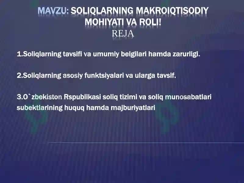 SOLIQLARNING MAKROIQTISODIY MOHIYATI VA ROLI 2
