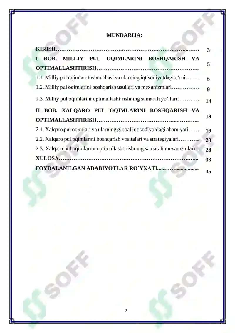 Milliy va xalqaro pul oqimlarini samarali boshqarish va optimallashtirish yo‘llari 2