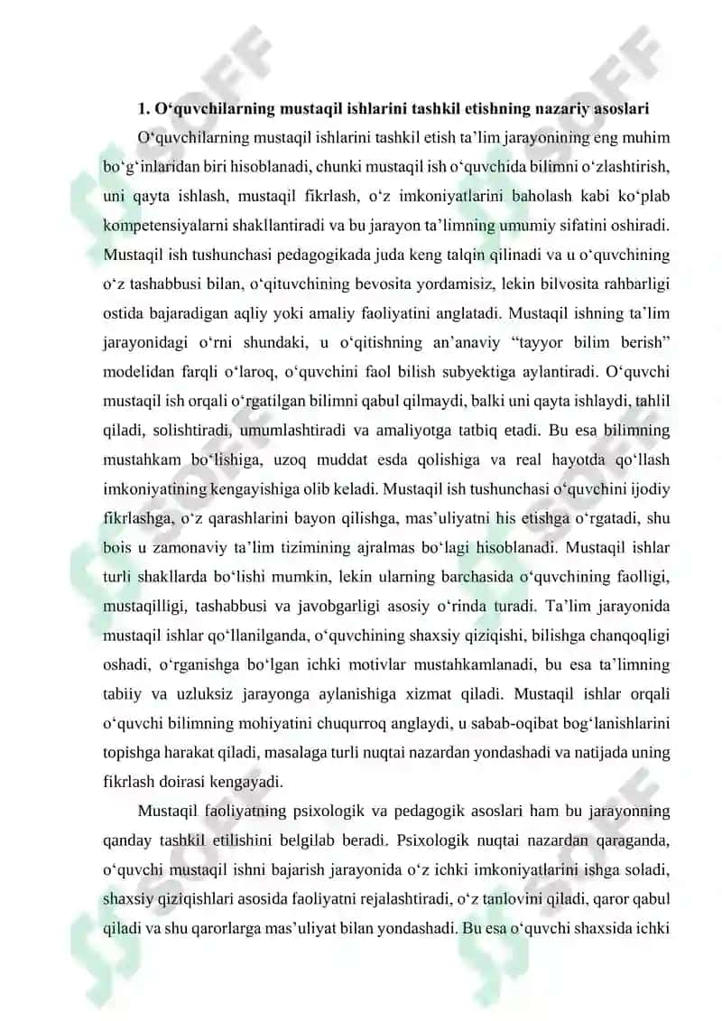 O‘quvchilarning mustaqil ishlarini tashkil etish 2