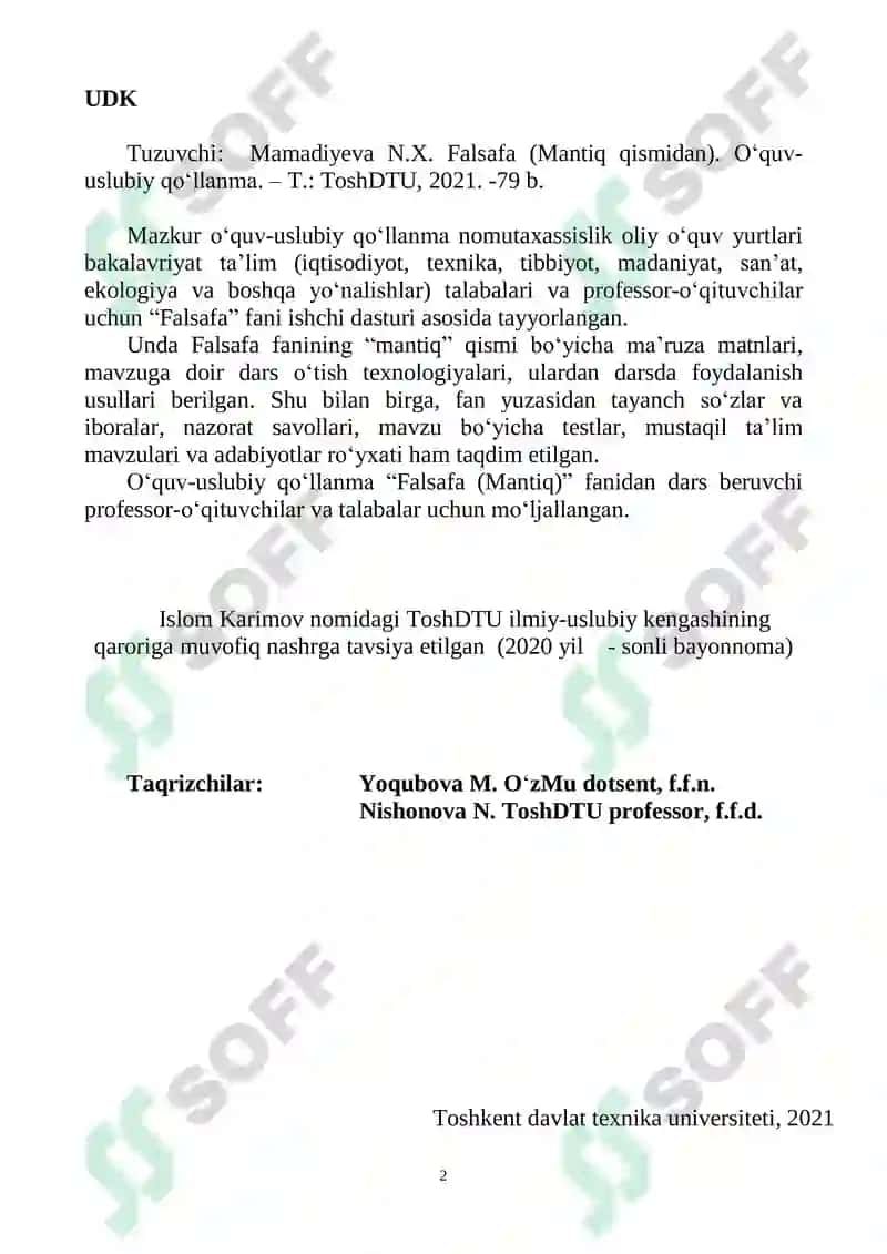 FALSAFA (Mantiq qismidan) 2