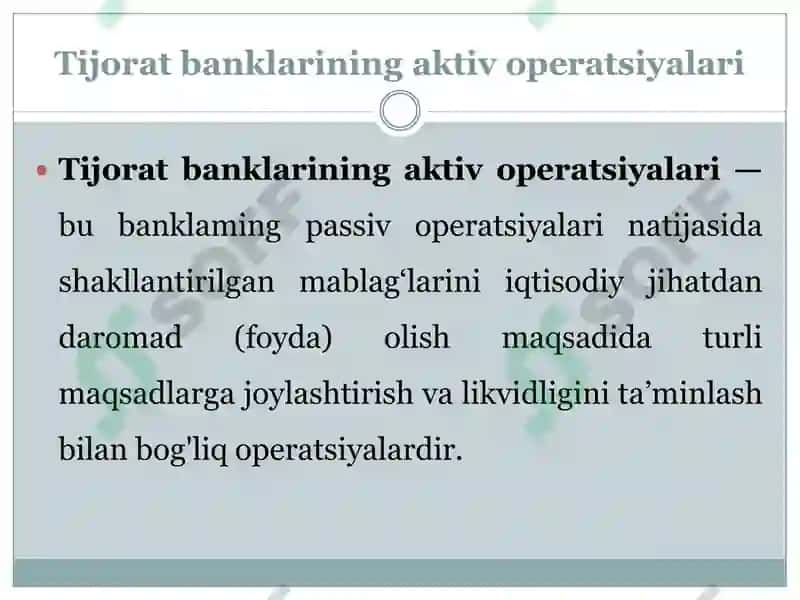Tijorat banklarining aktiv operatsiyalari 2