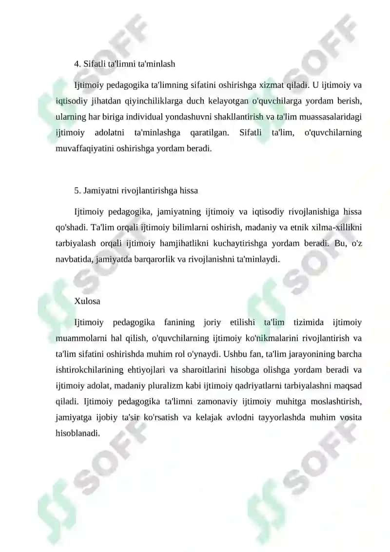 Ijtimoiy Pedagogika Fanining Joriy Etilishi 2
