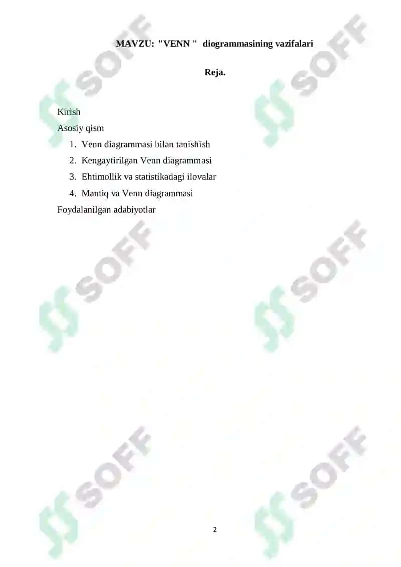VENN diagrammasining vazifalari 2