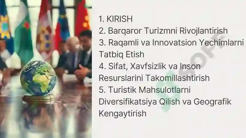 Turizm Siyosati va Rejalashtirish 2