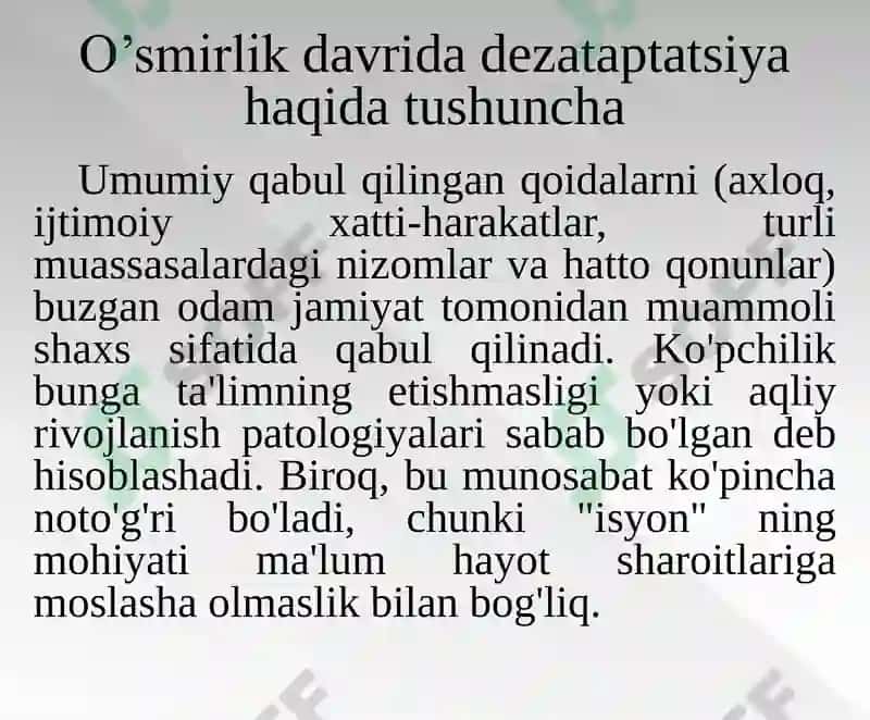 Dezadaptatsiya haqida tushuncha 2