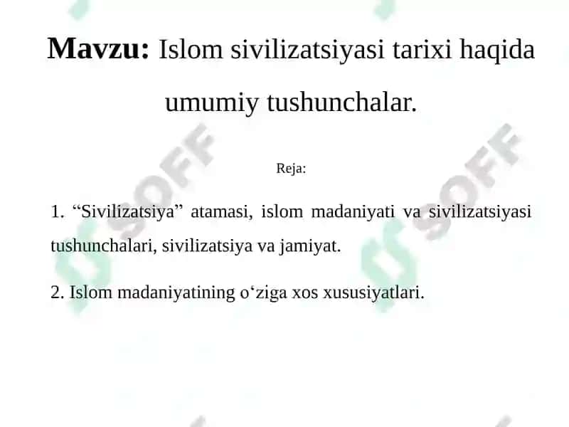 Islom sivilizatsiyasi tarixi 2