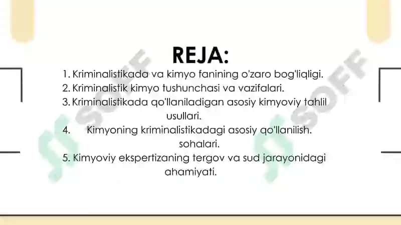 Kriminalistikada kimyoning o'rni 2
