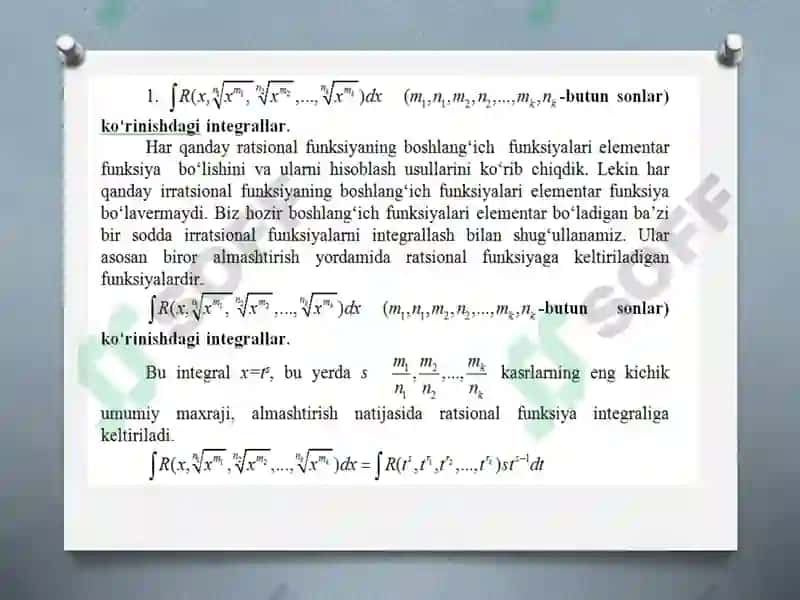 IRRATSIONAL IFODALARNI INTEGRALLASH 2
