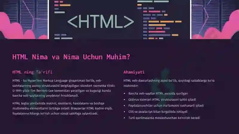 HTML Razmetkali Tilining Asosiy Teglari 2