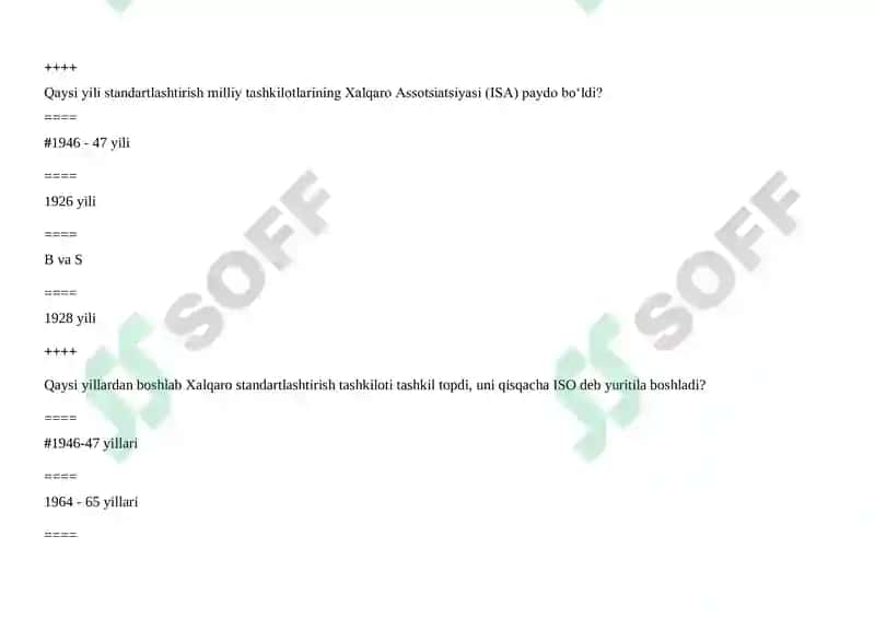 Metrologiya fanidan test savollari 2