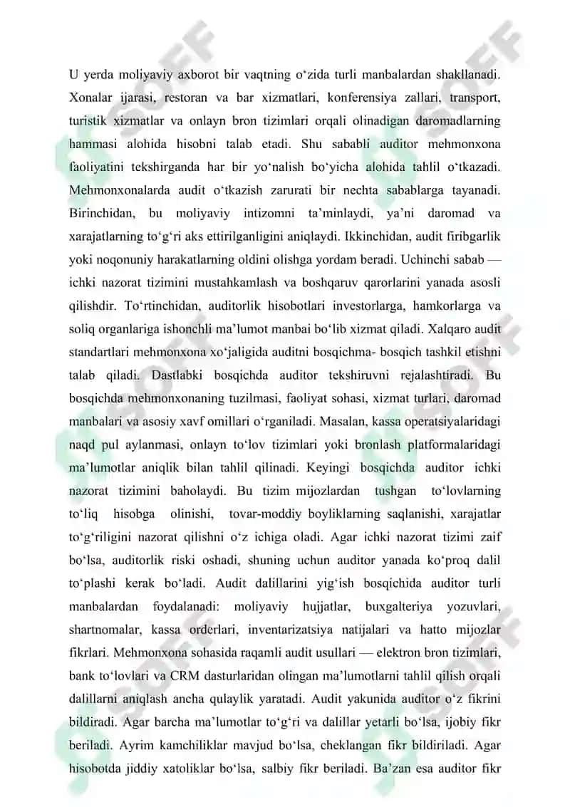 XALQARO AUDIT STANDARTLARI VA MEHMONXONA TEKSHIRUVLARI 2