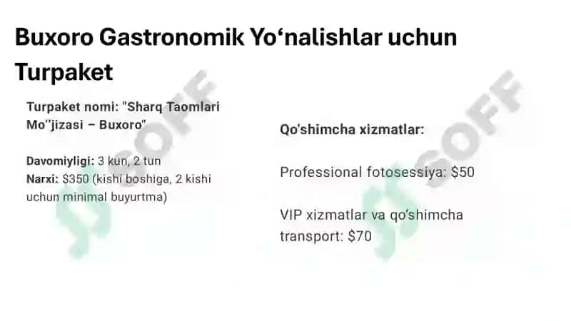 Mustaqil ish turizm turpaket yaratish namuna 2