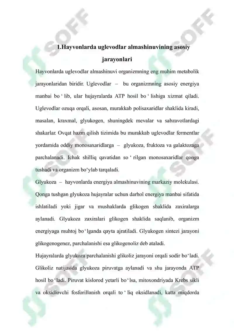 Hayvonlarda uglevodlar almashinuvining asosiy jarayonlari 2