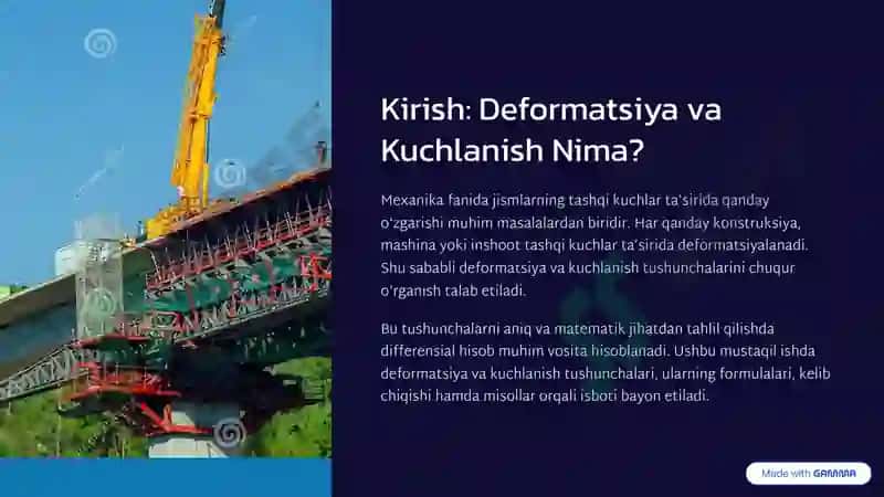 Deformatsiya va kuchlanish tahlilida differensial hisob tatbiqlari 2