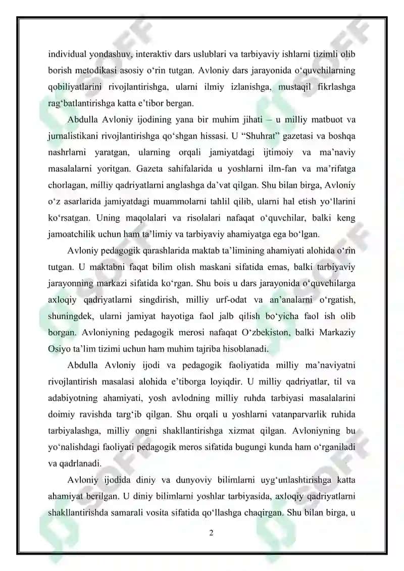 A.AVLONIY IJODI VA PEDAGOGLIK FAOLIYATI 2