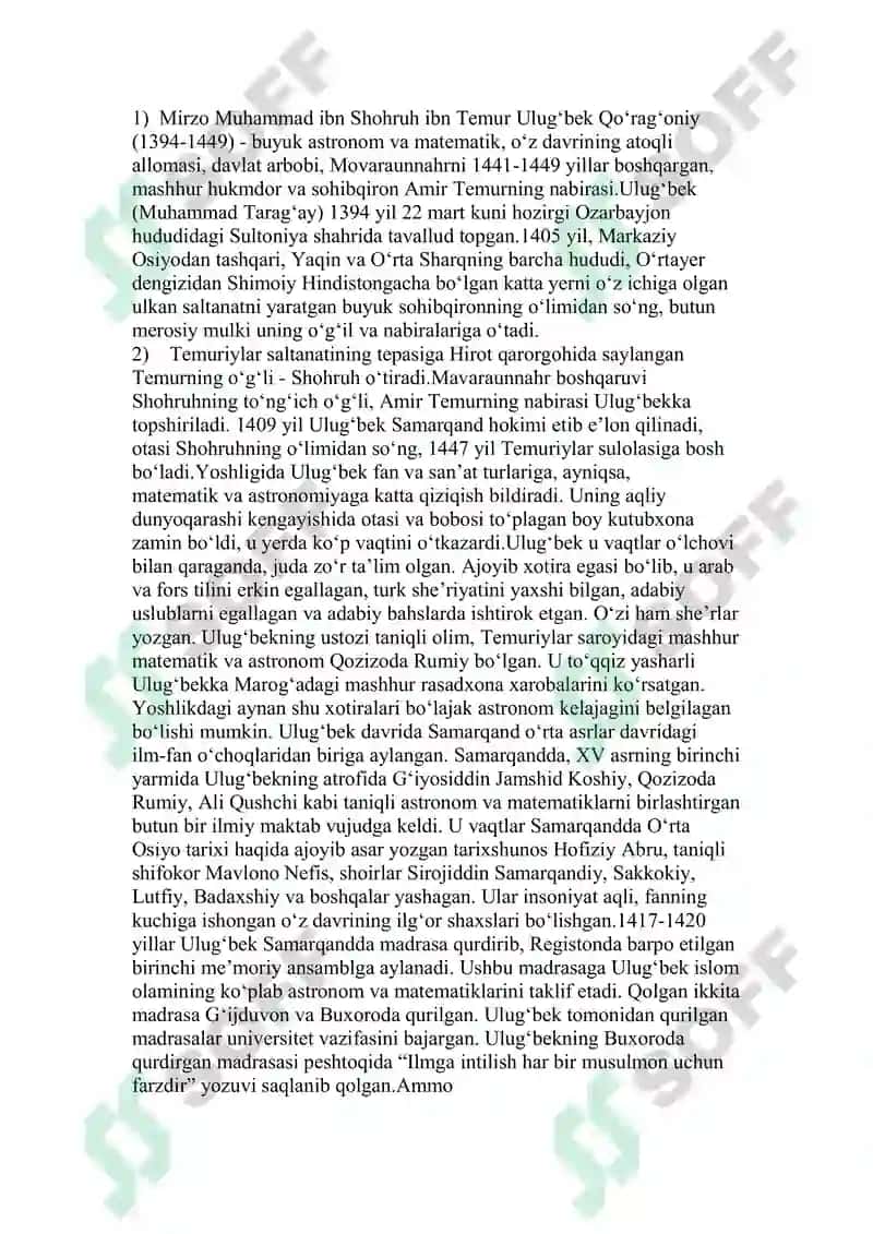 Mirzo Muhammad ibn Shohruh ibn Temur Ulug‘bek Qo‘rag‘oniy 2
