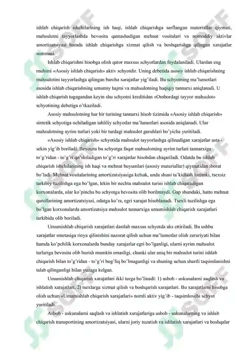Ishlab chiqarish jarayonining hisobi 2