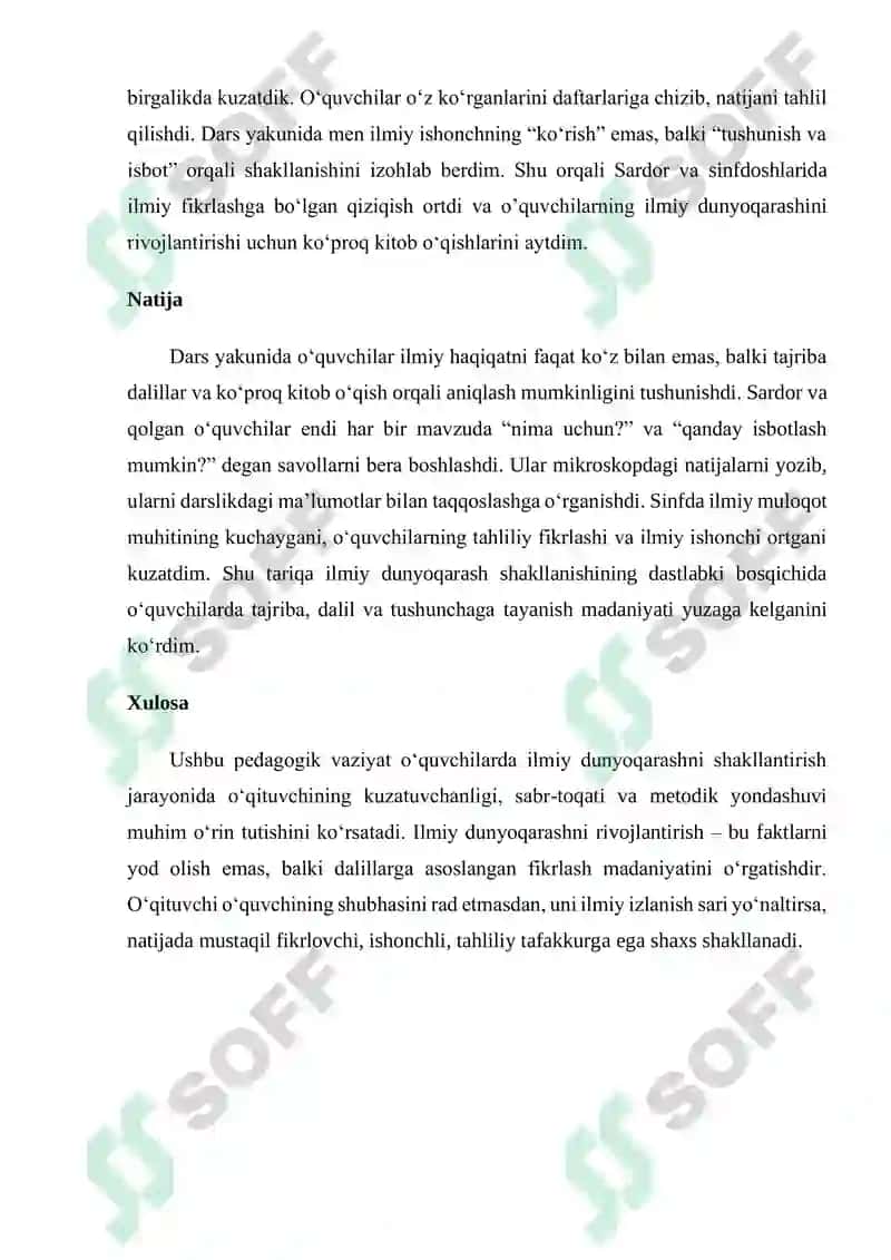 PEDOGOGIK VAZIYAT: O‘QUVCHILARDA ILMIY DUNYOQARASHNI SHAKLLANTIRISH 2