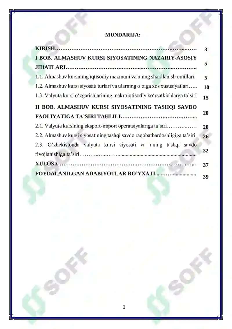 Almashuv kursi siyosatining tashqi savdo faoliyatiga ta’siri 2