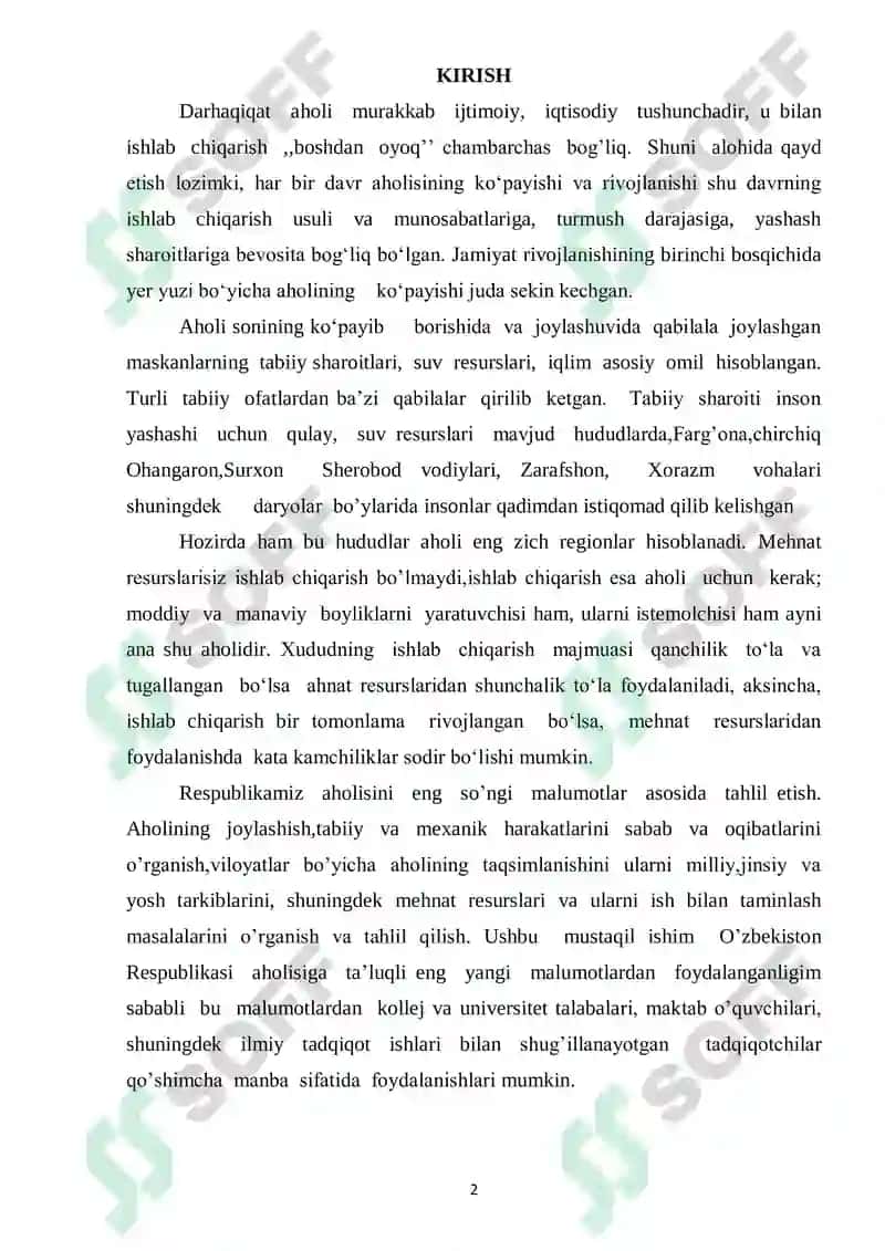 O‘zbekiston Aholisi Soni va Joylashishi 2