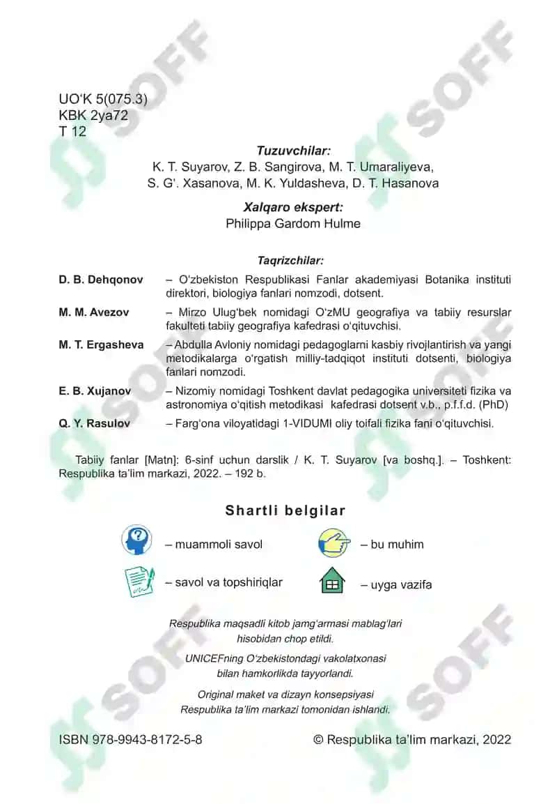 Tabiiy fanlar [Matn]: 6-sinf uchun darslik 2