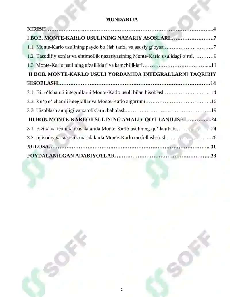 Integralni taqribiy hisoblash uchun Monte-Karlo usuli 2