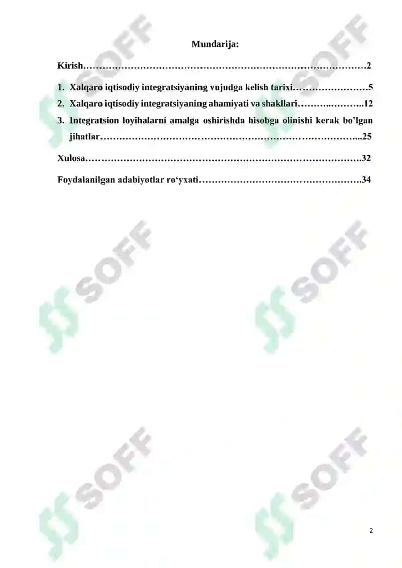 XALQARO IQTISODIY INTEGRATSIYANING MAZMUNI VA SHAKLLARI 2