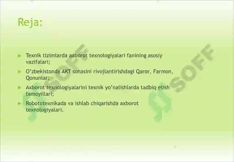 Texnik tizimlarda axborot texnologiyalari 2