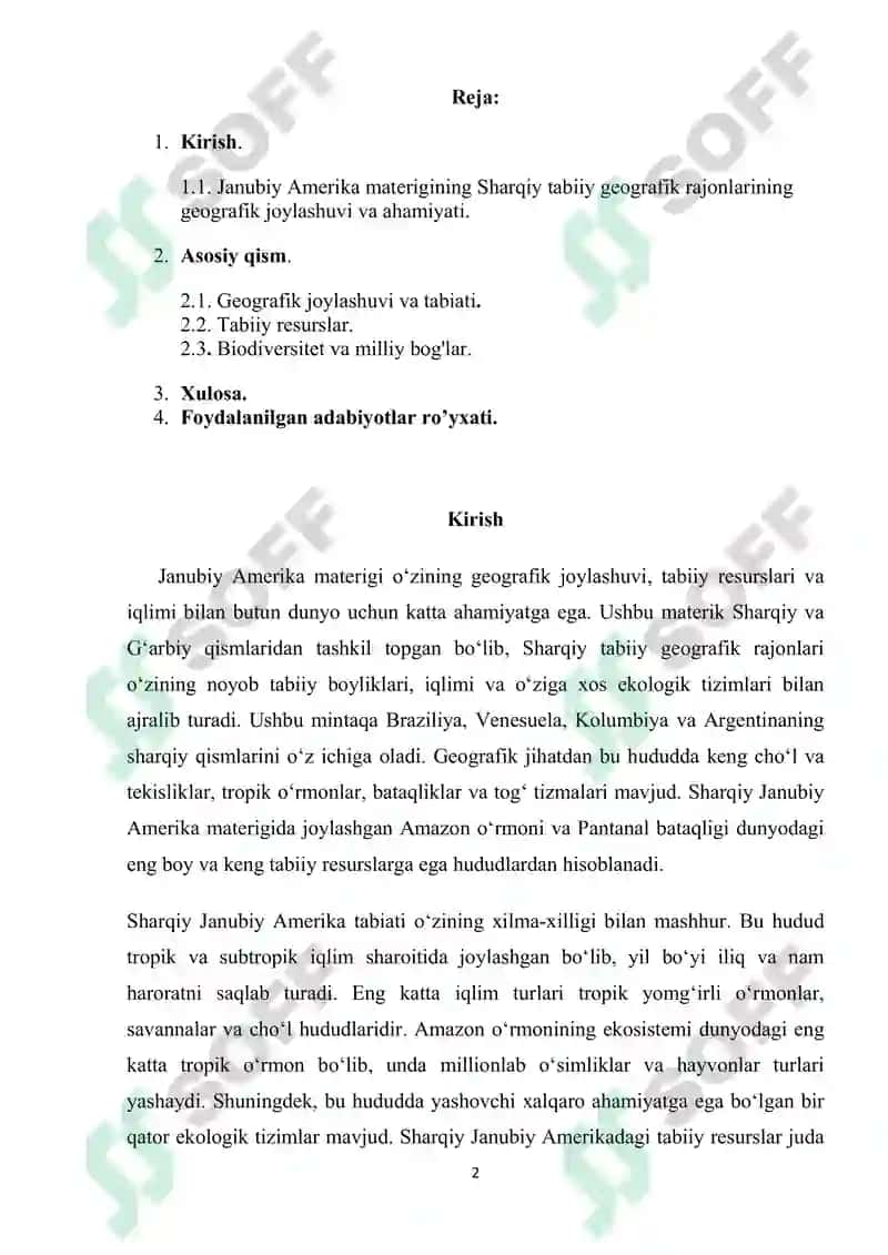 Janubiy Amerika materigining Sharq TGRga tavsif 2