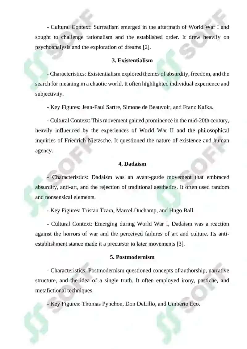 A Comparative Study of Literature Movements in 20th Century Europe 2