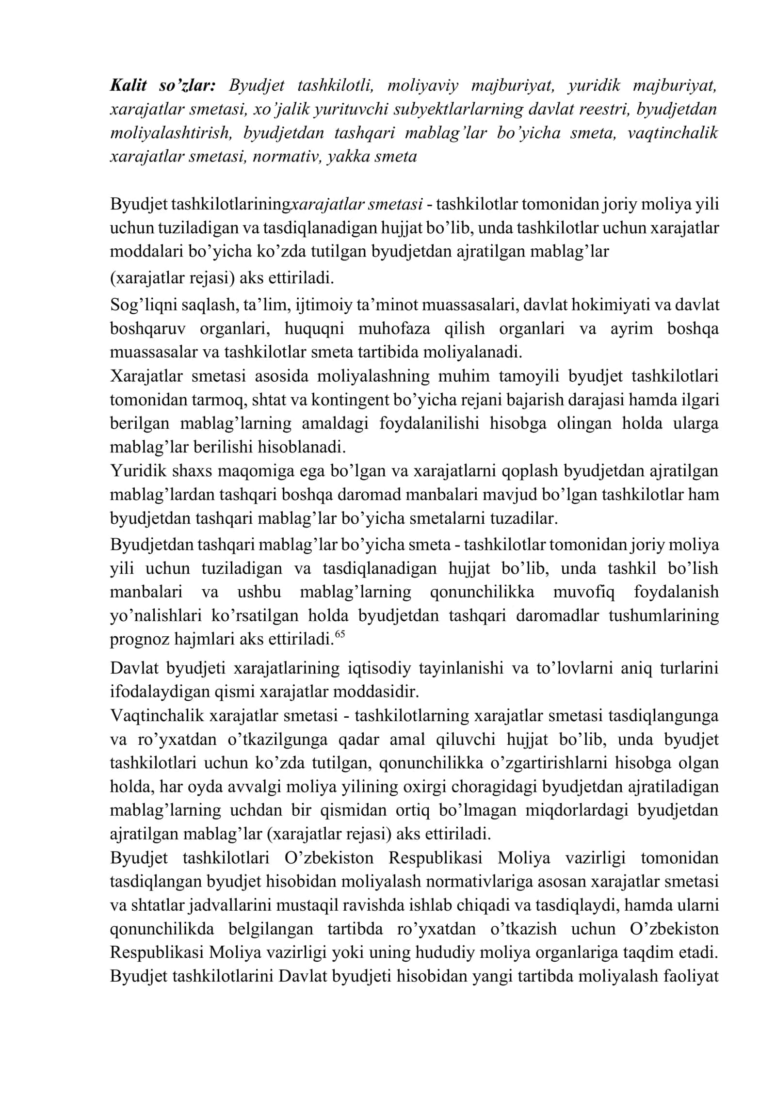 Byudjet tashkilotlari xarajatlar smetasini 2