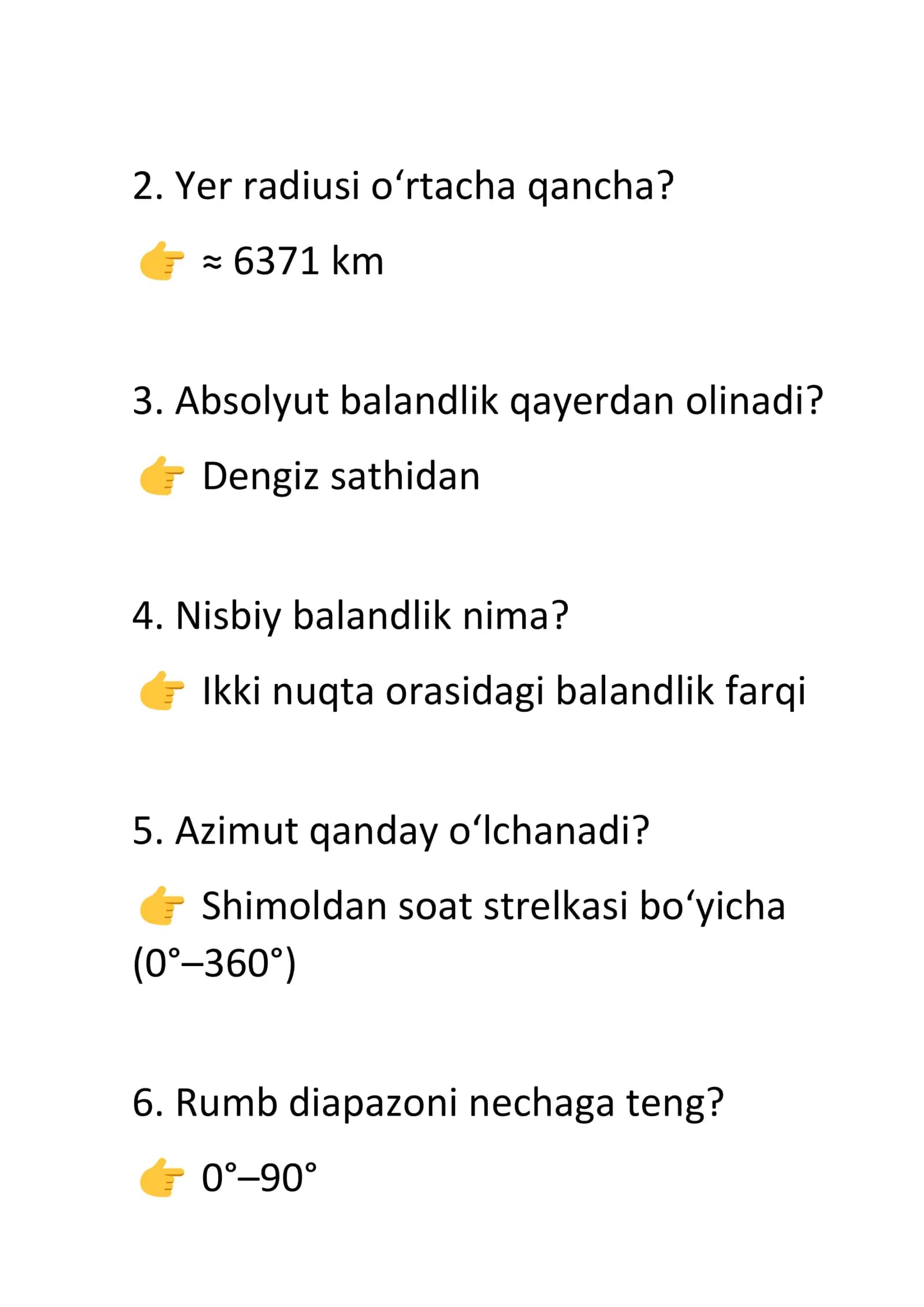 Geodeziya olimpiada savollari (50 ta) 2
