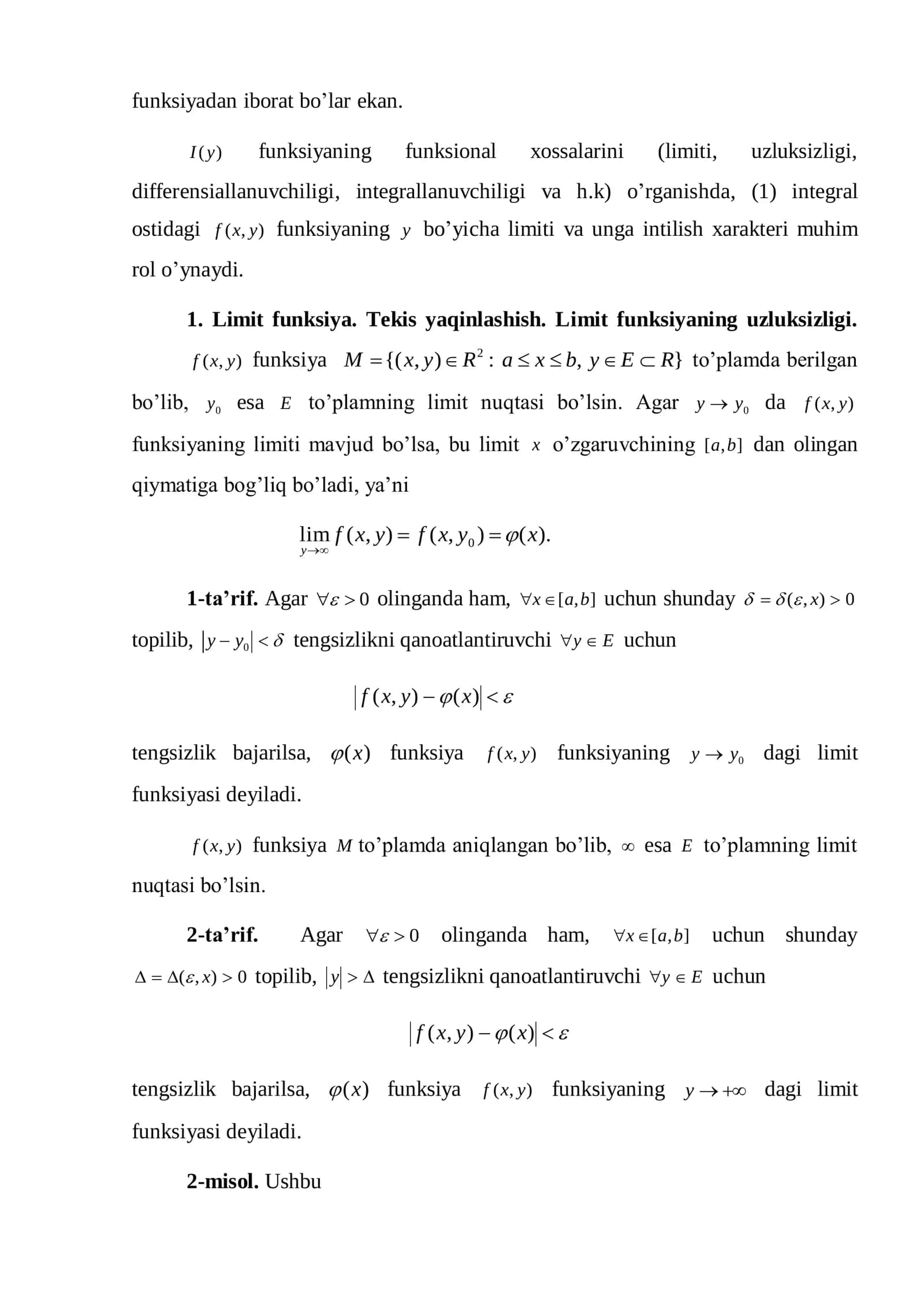 Parametrga bog’liq xos integrallar 2
