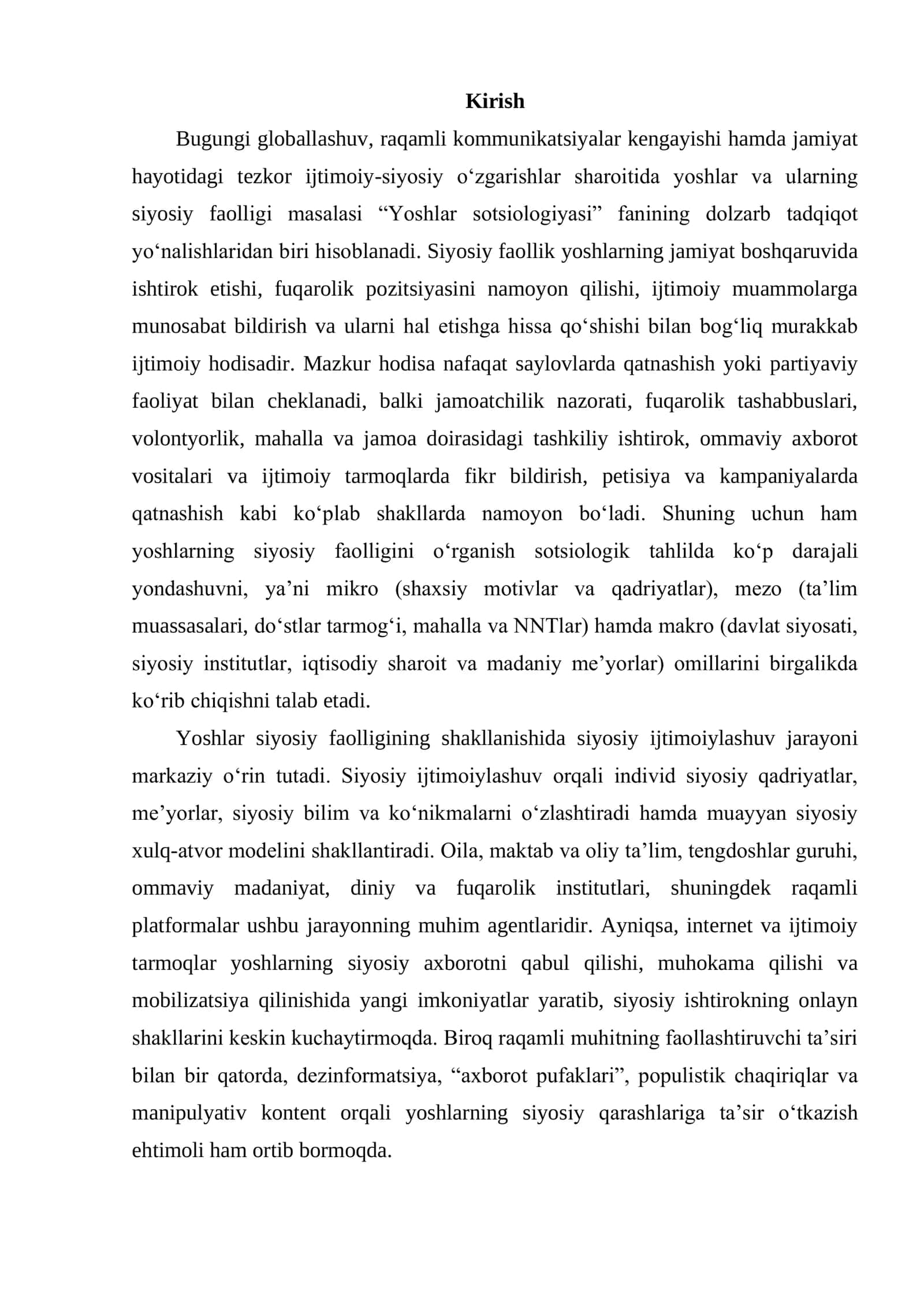 YOSHLAR VA SIYOSIY FAOLLIK 2