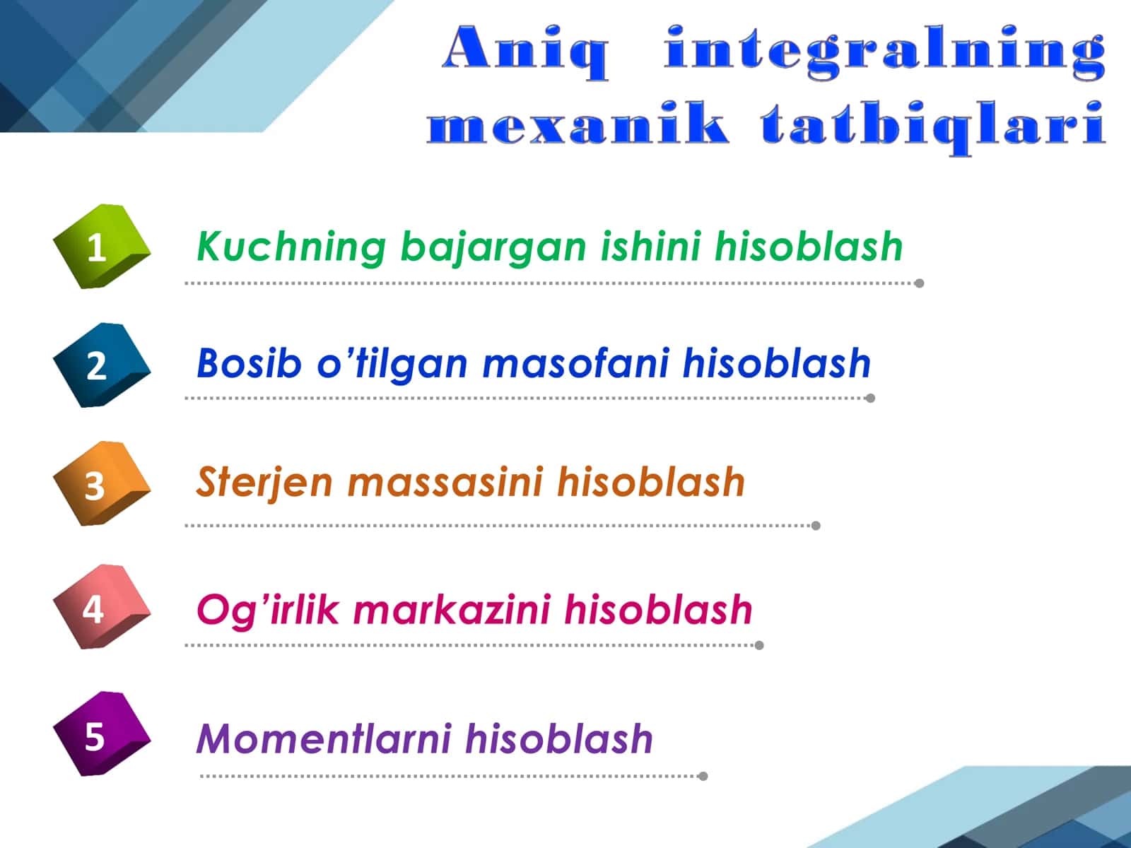 Kuchning bajargan ishini hisoblash 2