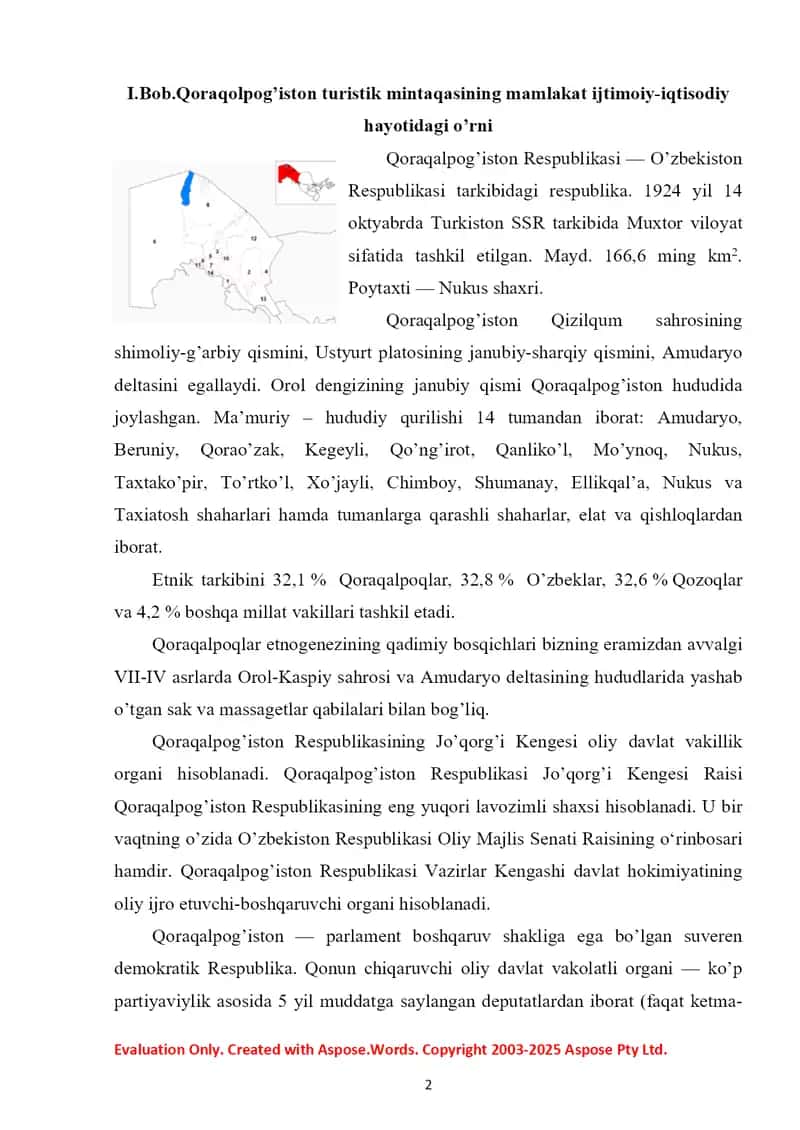 Qoraqolpog‘iston turistik mintaqasi 2