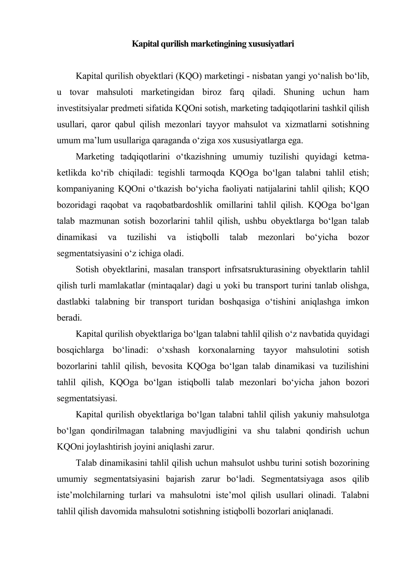 Kapital qurilish marketingi 2