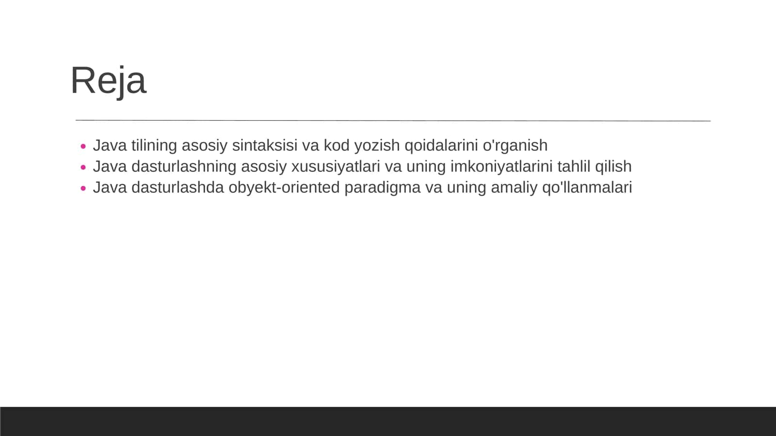 Java tilining asosiy elementlarini tahlil qilish 2