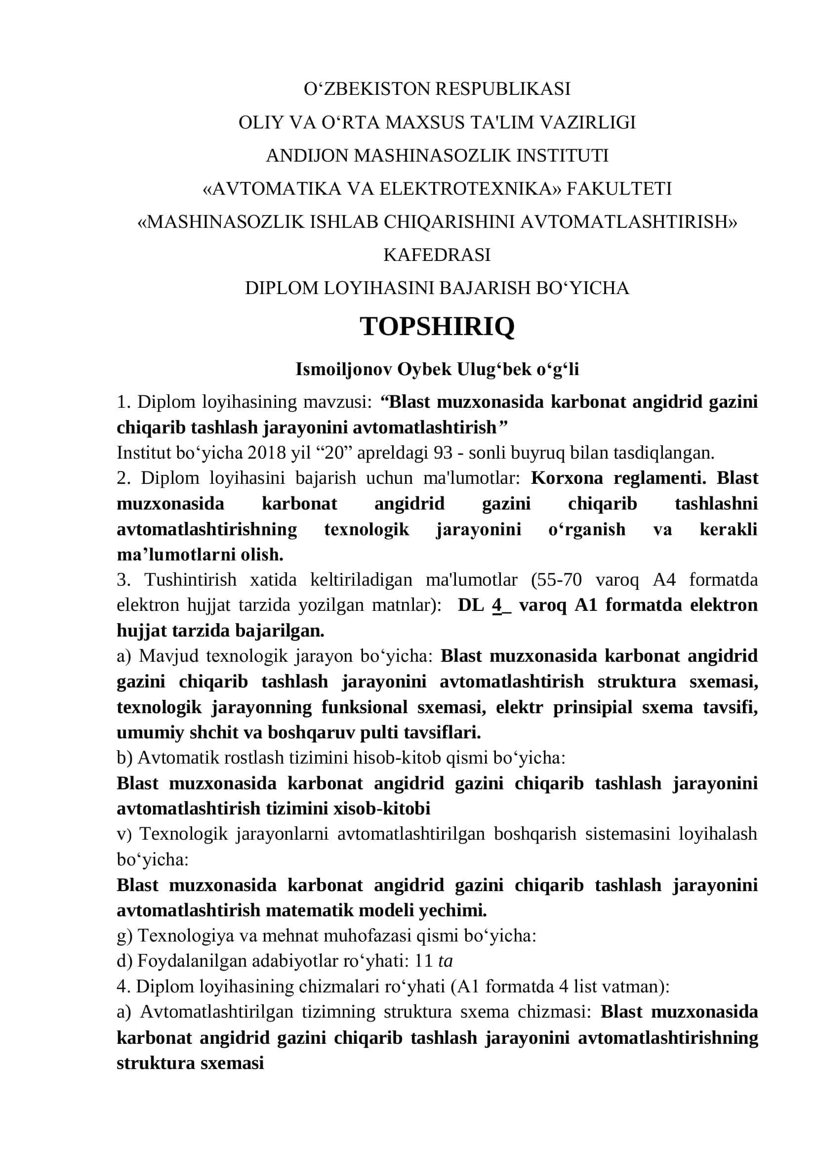Diplom loyihasi bajarish bo'yicha 2