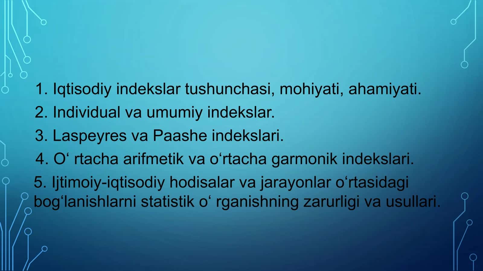 IQTISODIY INDEKSLAR. STATISTIKA AMALIYOTIDA 2