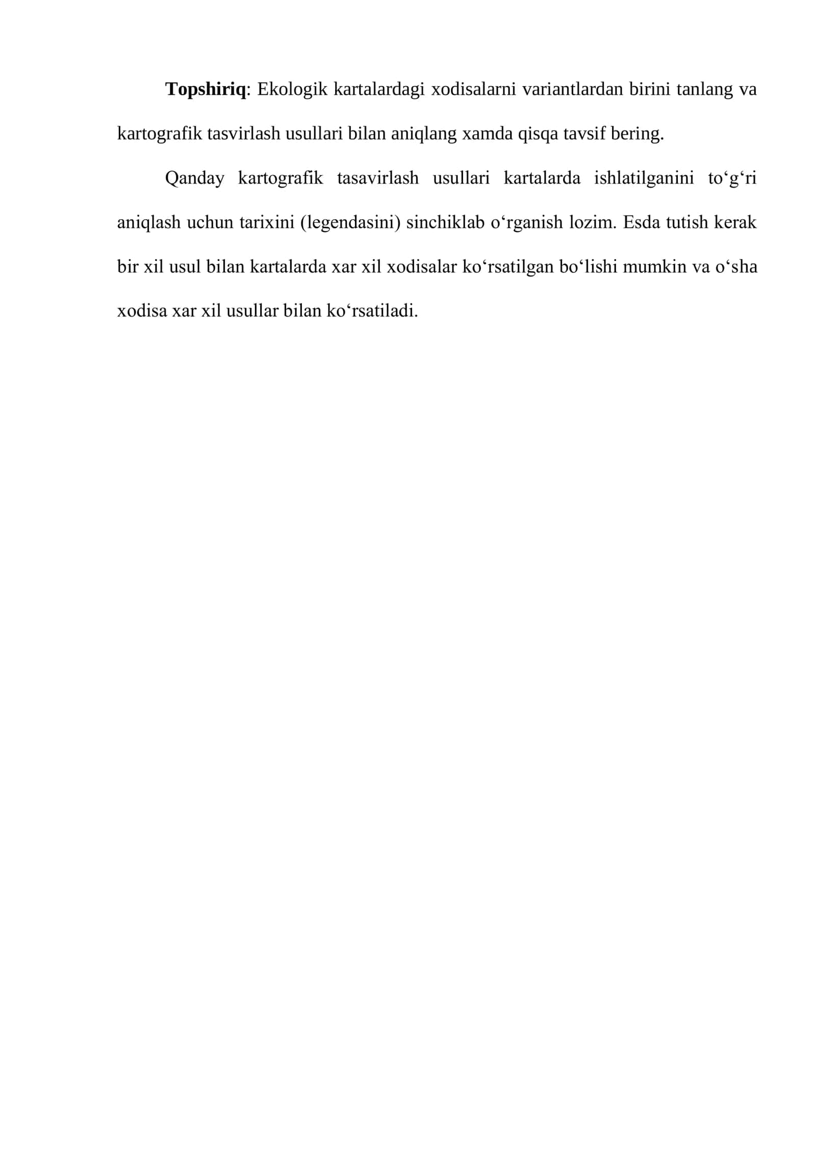 Ekologik kartalarida kartografik tasvirlash usullari 2