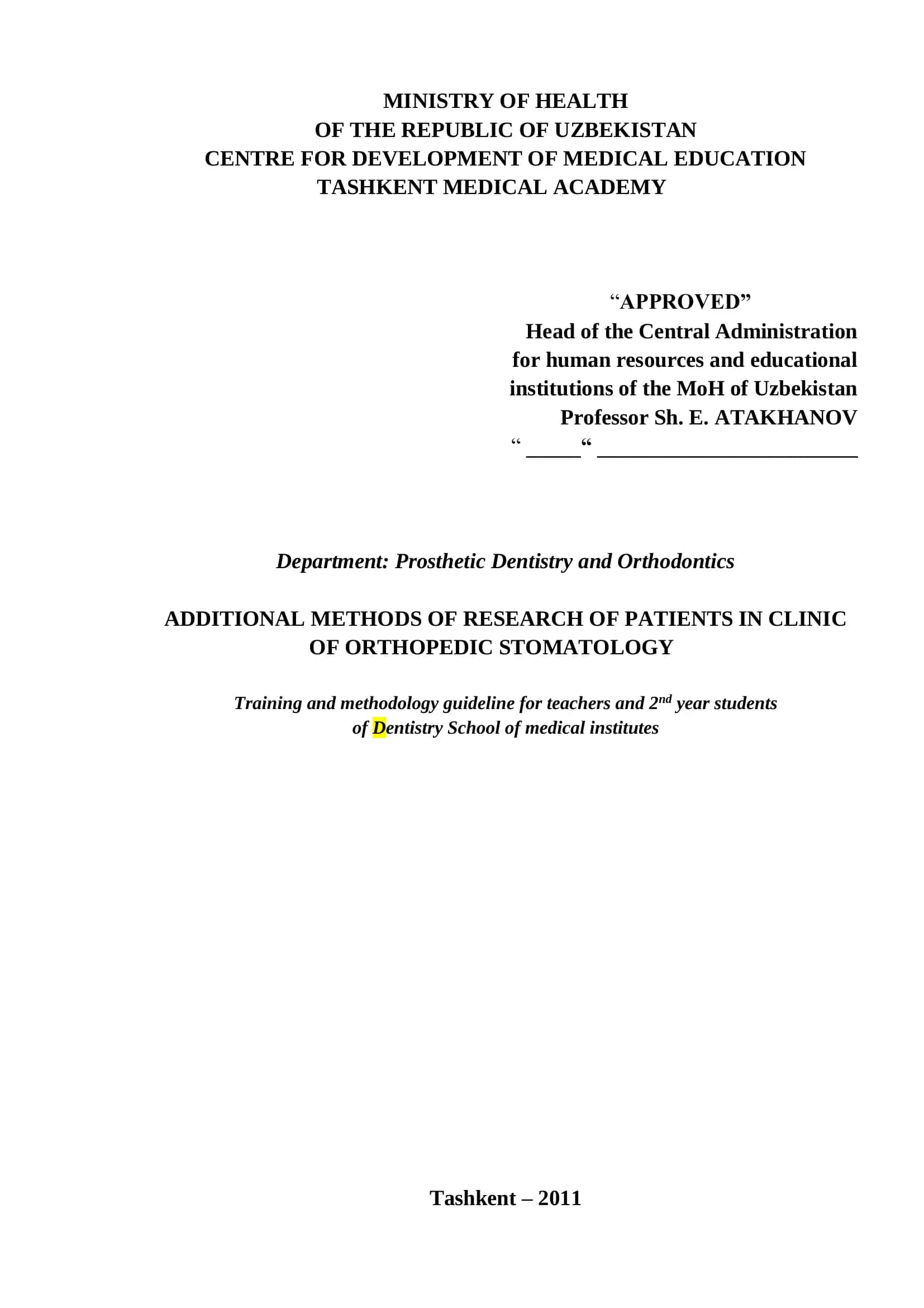 Additional Methods of Research of Patients in Clinic of Orthopedic Stomatology 2
