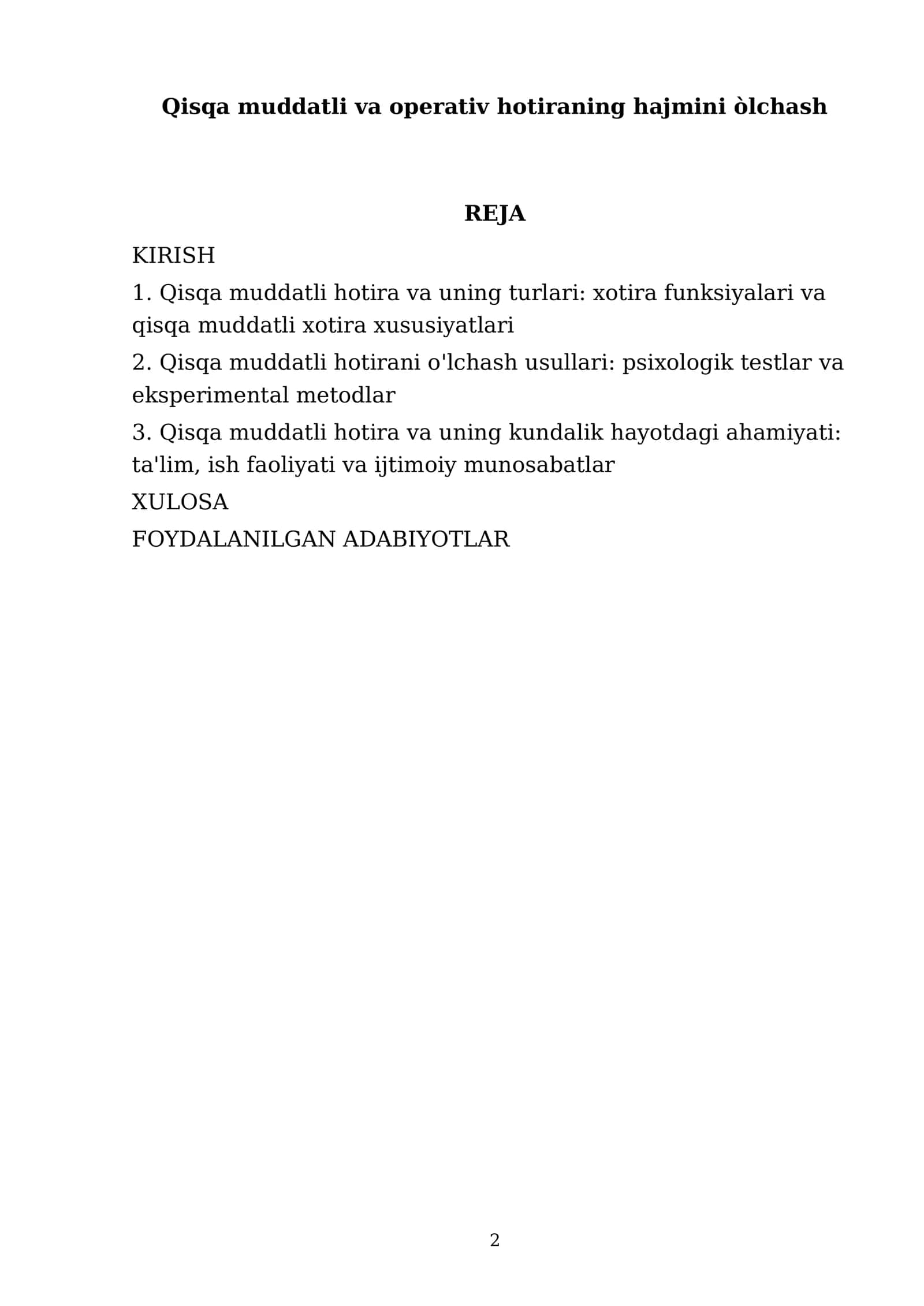 Qisqa muddatli va operativ hotiraning hajmini òlchash 2