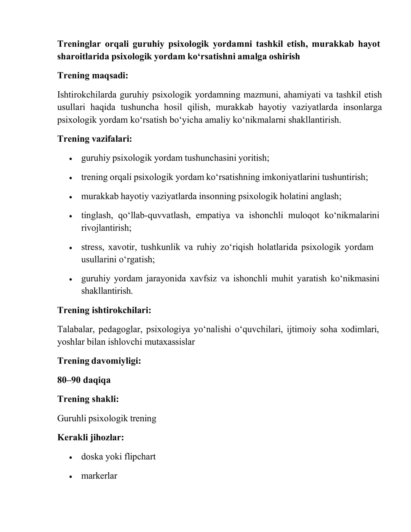 PSIXOLOGIK TRENING ASOSLARI FANIDAN 2