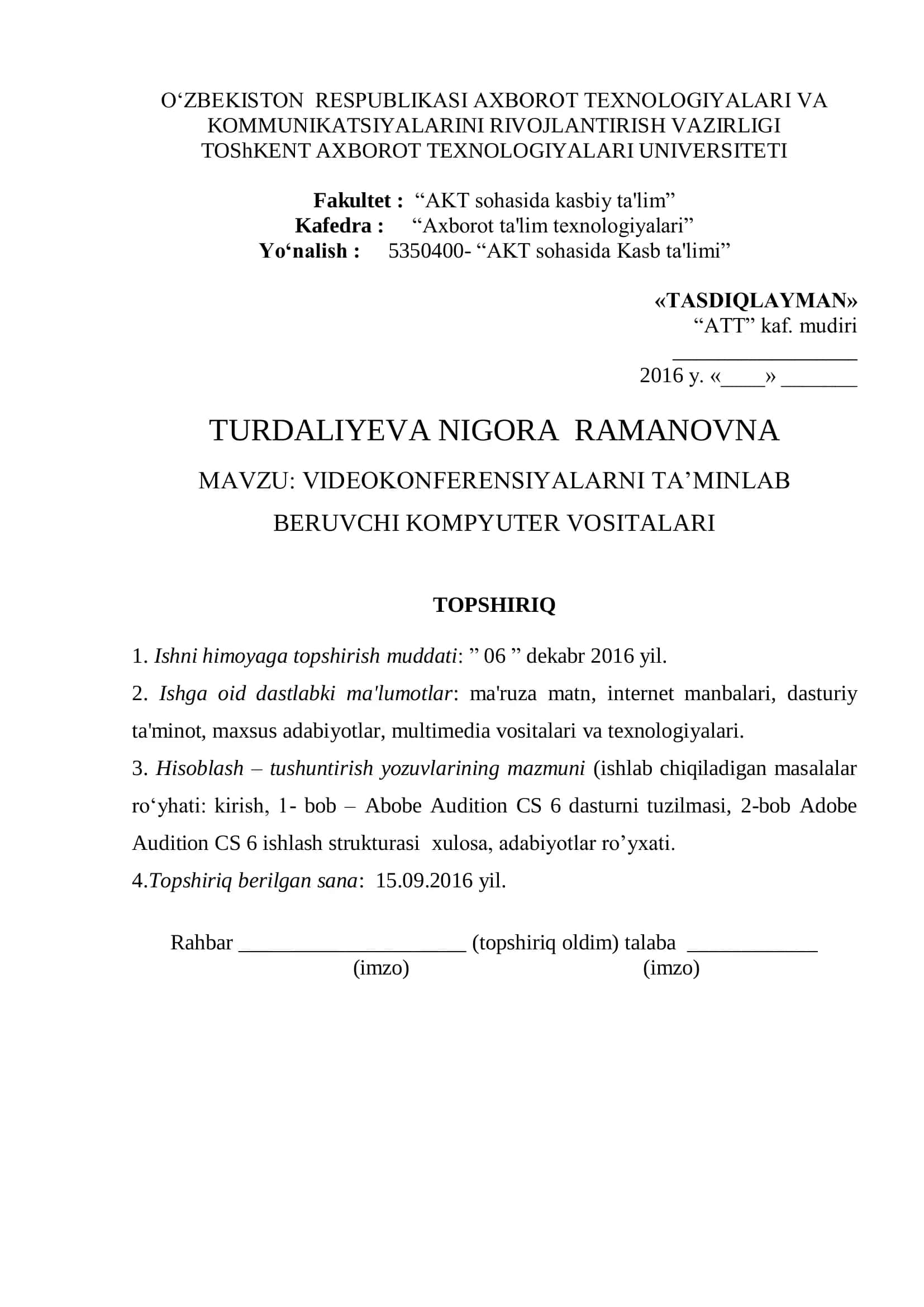VIDEOKONFERENSIYALARNI TA‘MINLAB BERUVCHI KOMPYUTER VOSITALARI 2