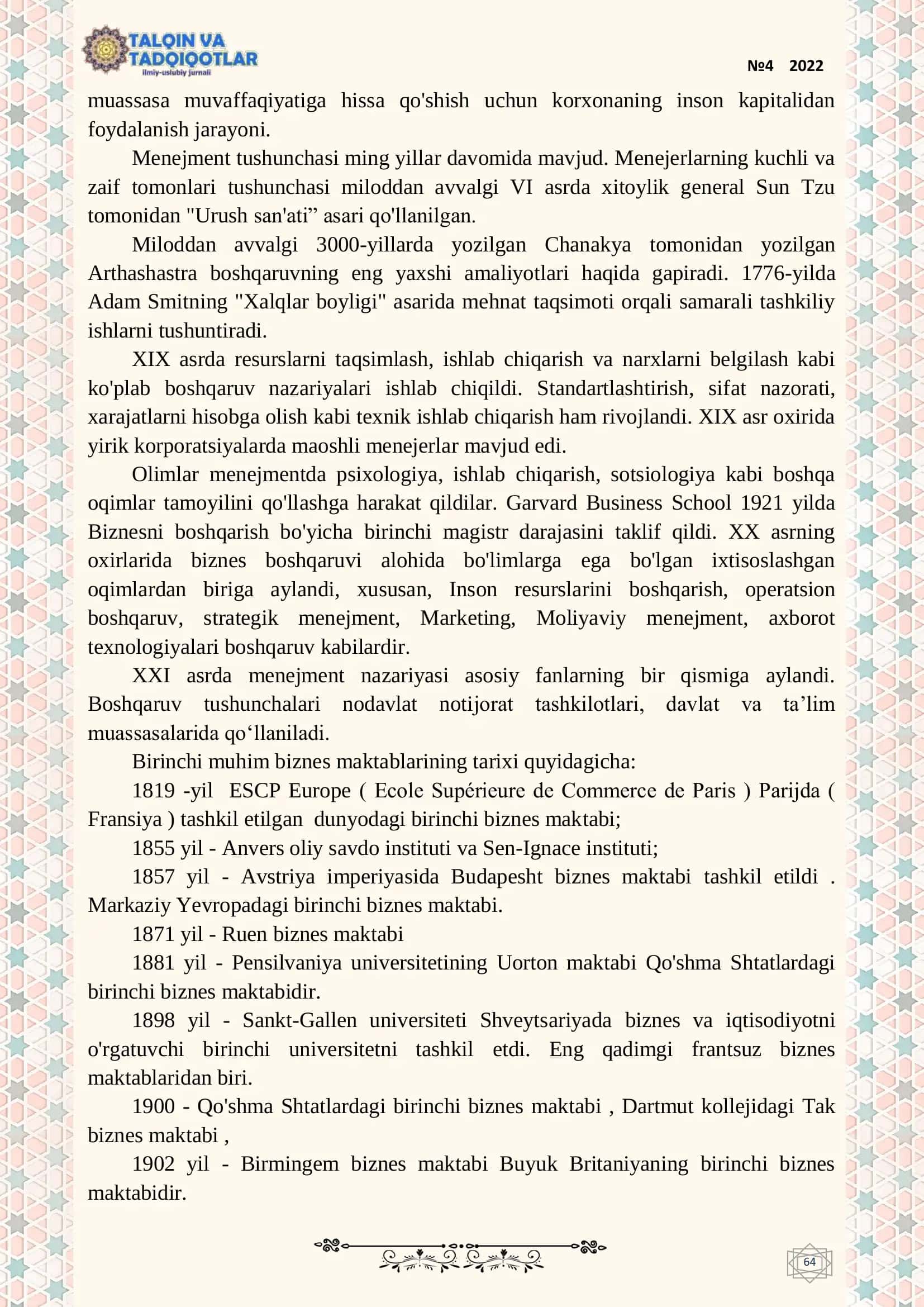 MENEJMENT TA'LIMI TARIXI 2
