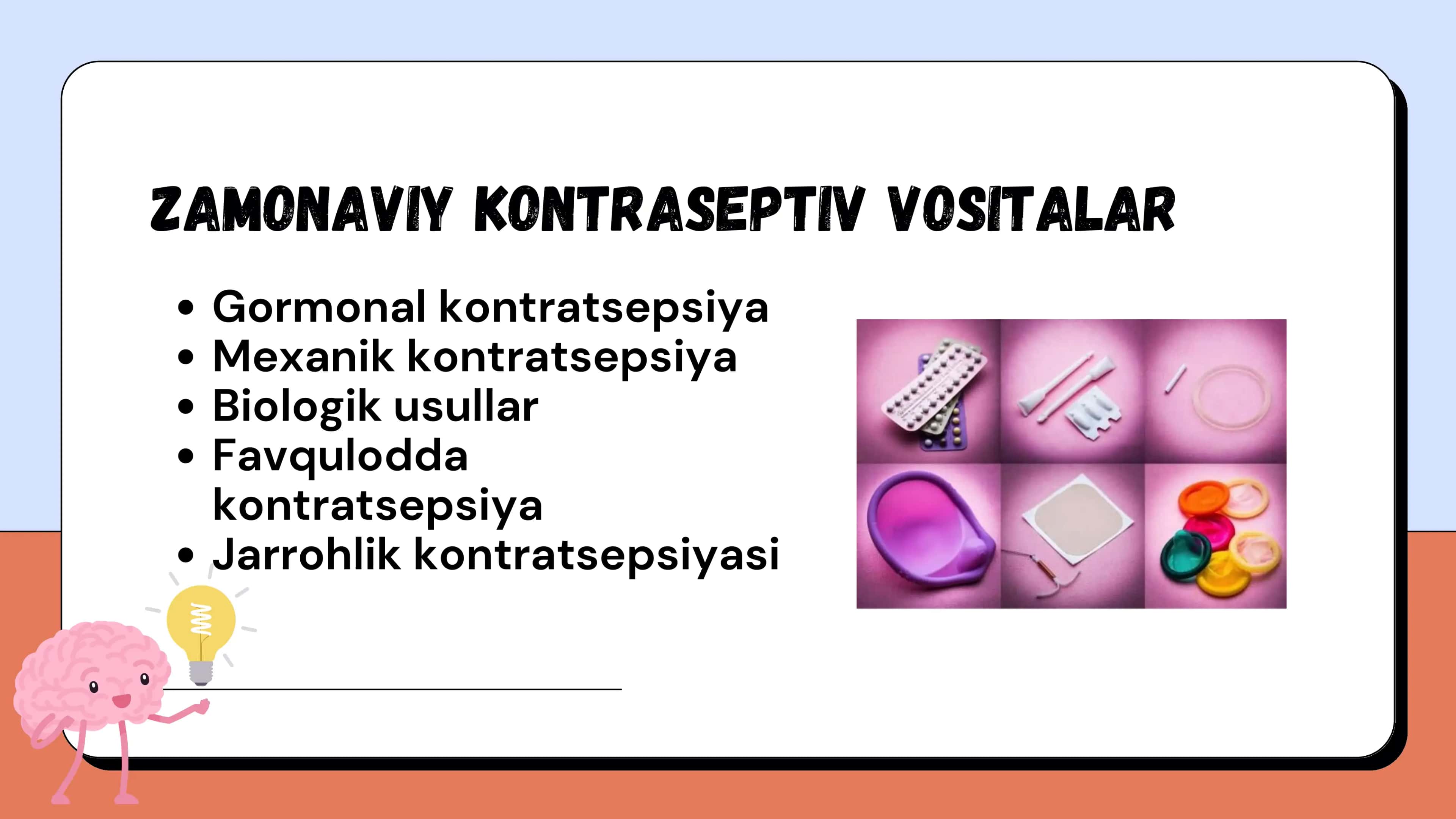 Kontratsepsiya vositalari. Probiotik va prebiotiklar 2