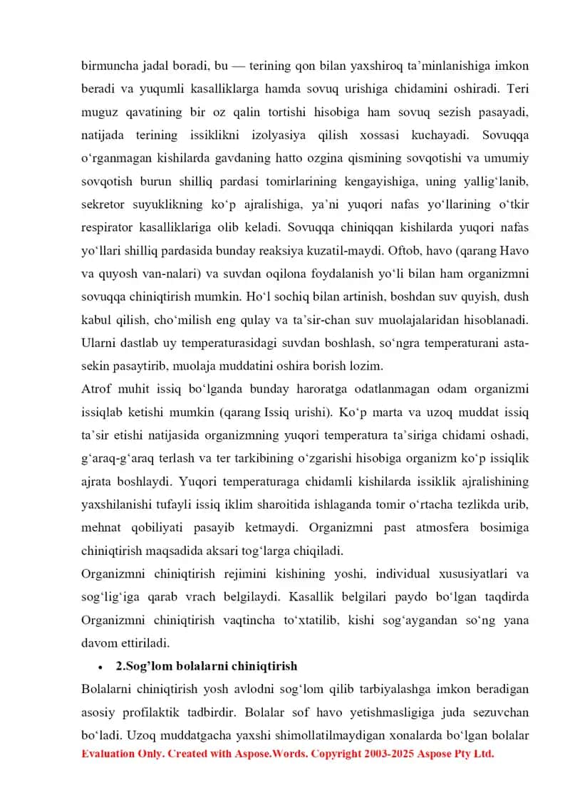 Organizmni Chiniqtirish usullari 2